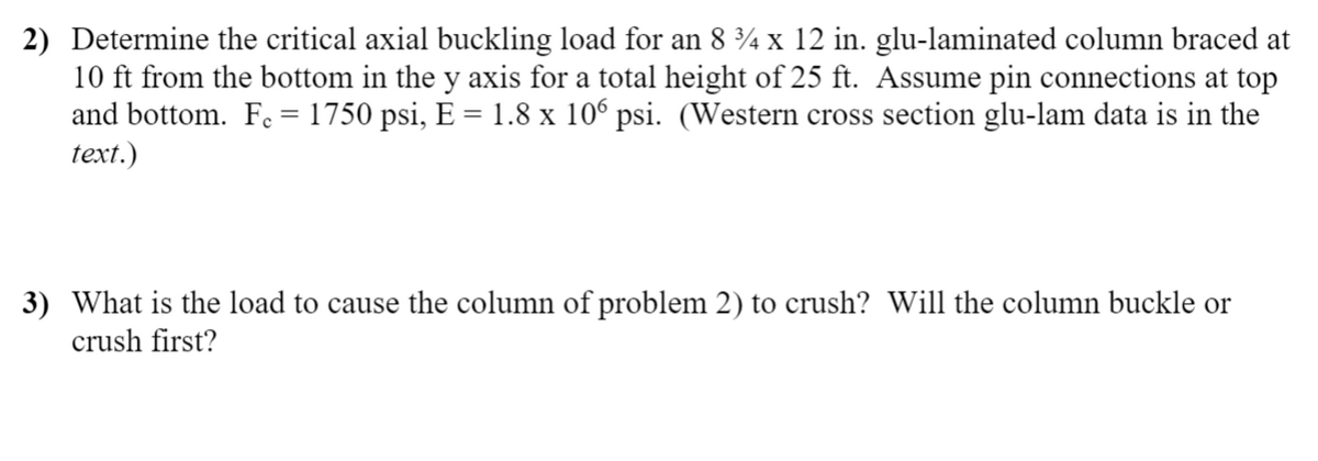 Answered Determine The Critical Axial Buckling Bartleby