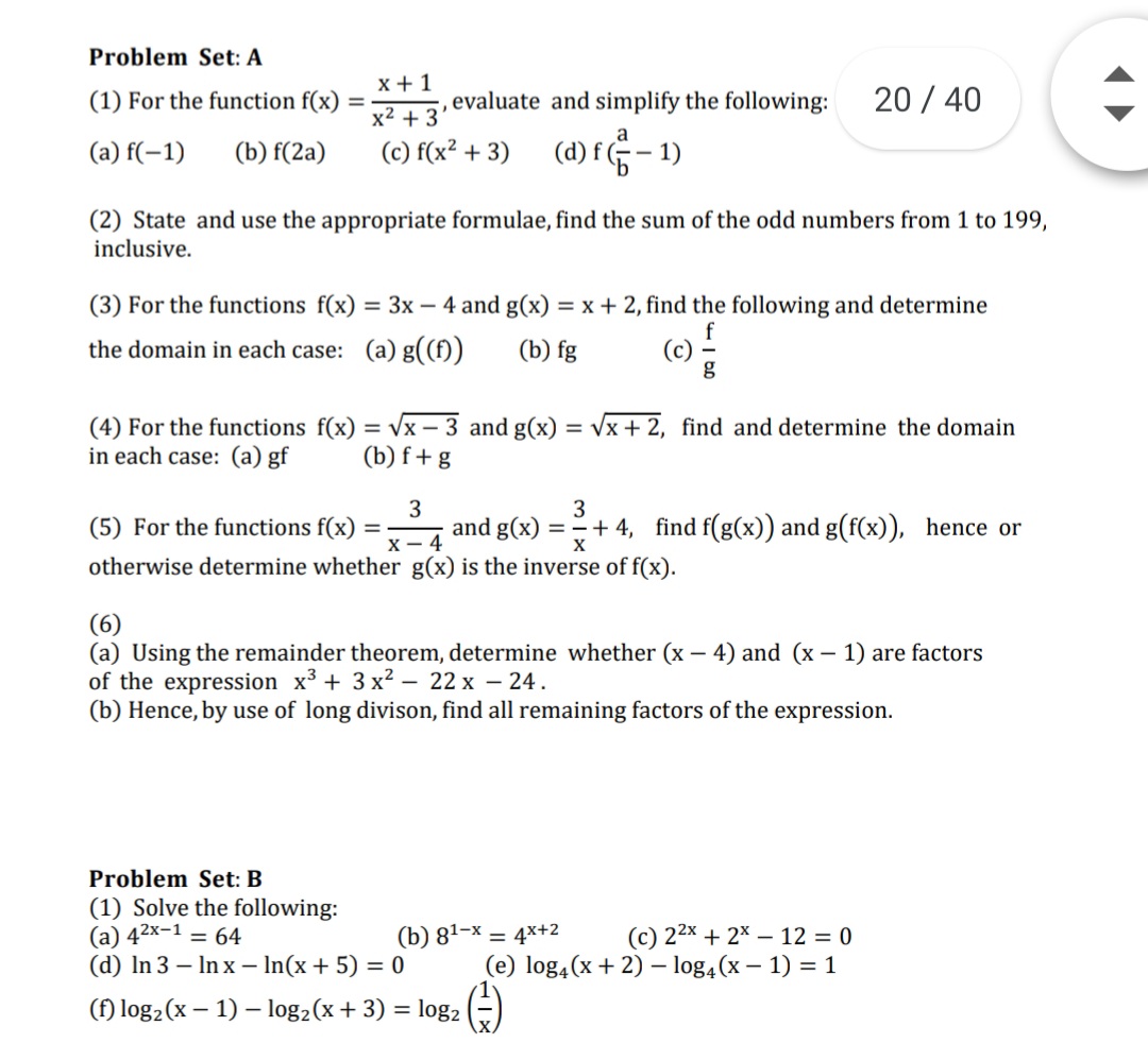 Answered Problem Set A X 1 Evaluate And Bartleby