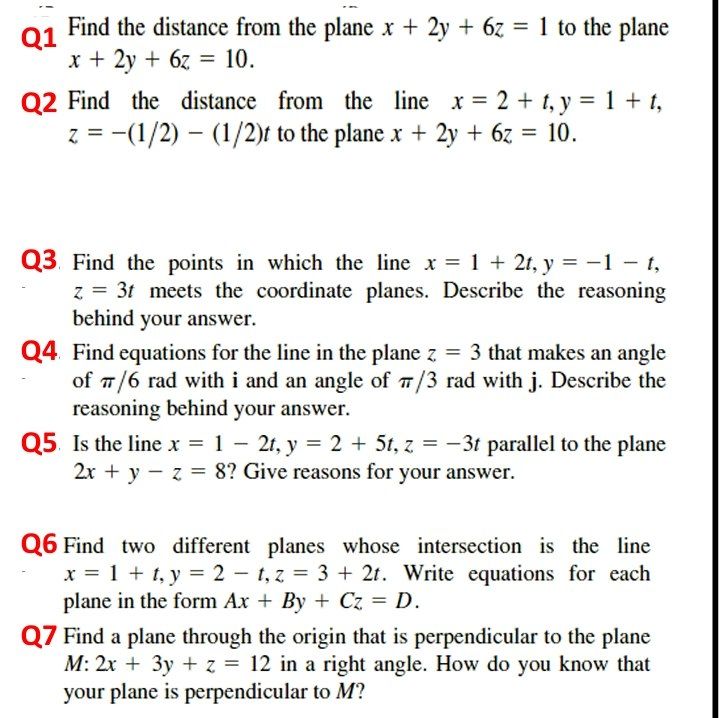 Answered Find The Distance From The Plane X 2y Bartleby