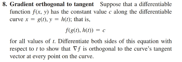 Answered 8 Gradient Orthogonal To Tangent Bartleby