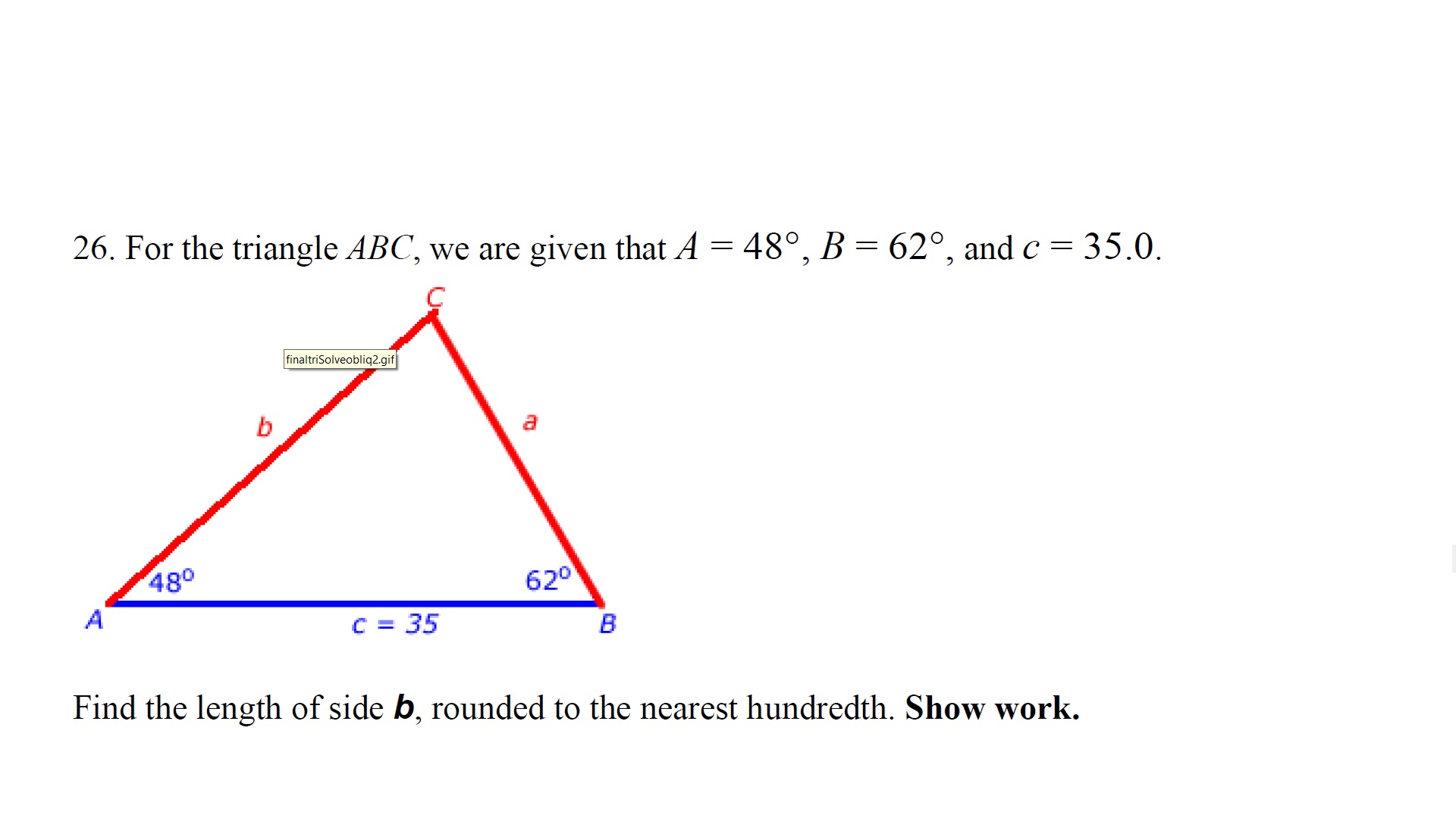 Answered: 26. For the triangle ABC, we are given… | bartleby