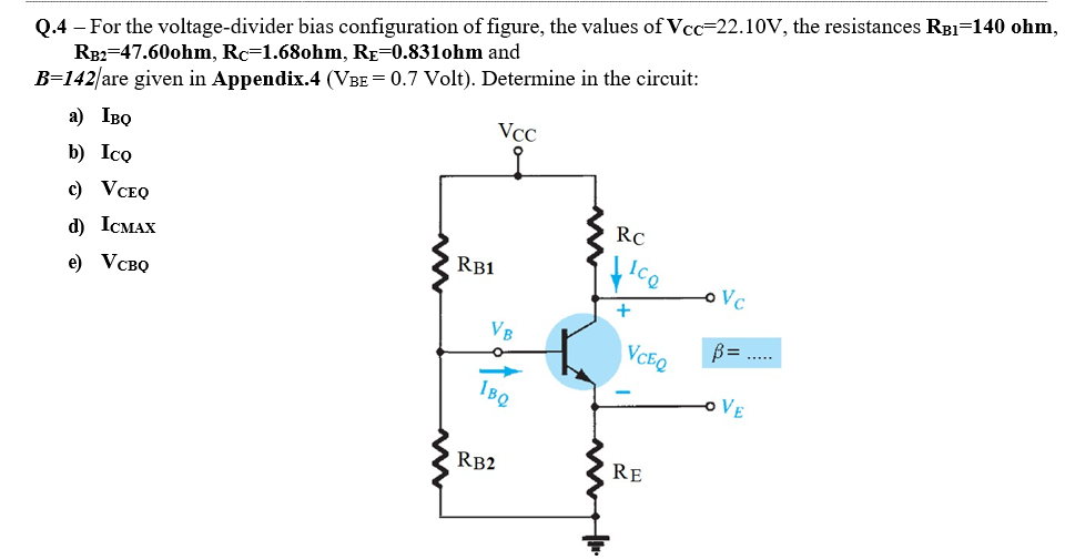 Answered Q 4 For The Voltage Divider Bias Bartleby