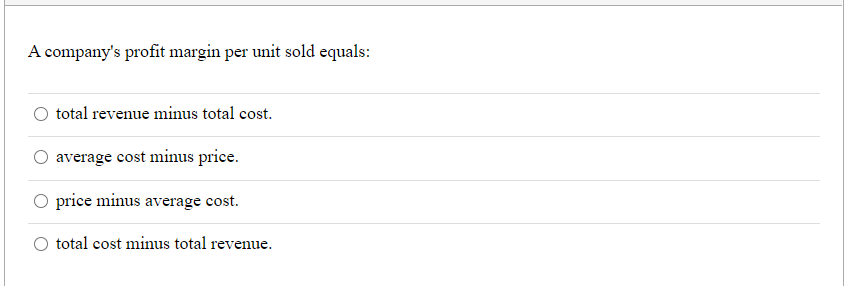 Answered A Company S Profit Margin Per Unit Sold Bartleby