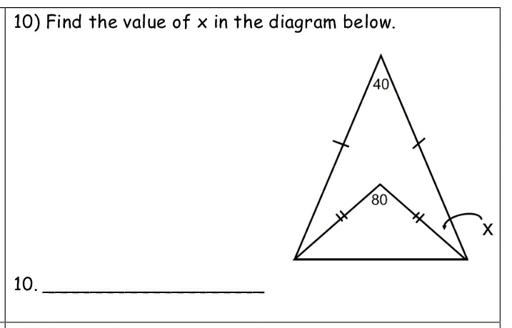 Find The Value Of X In The Diagram Below