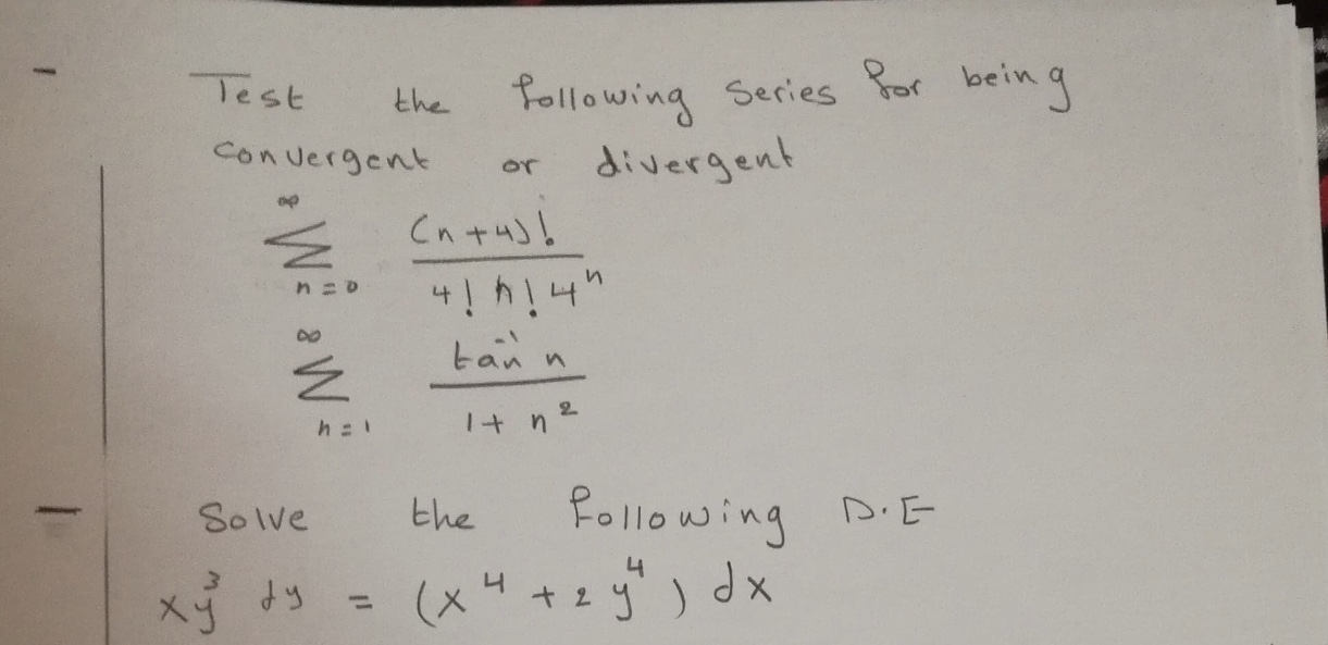 Answered Pollowing Series Por Bein G Divergent Bartleby