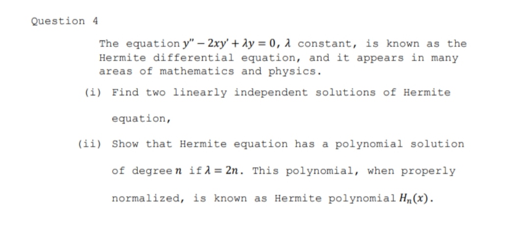Answered Question 4 The Equation Y 2xy Ay Bartleby