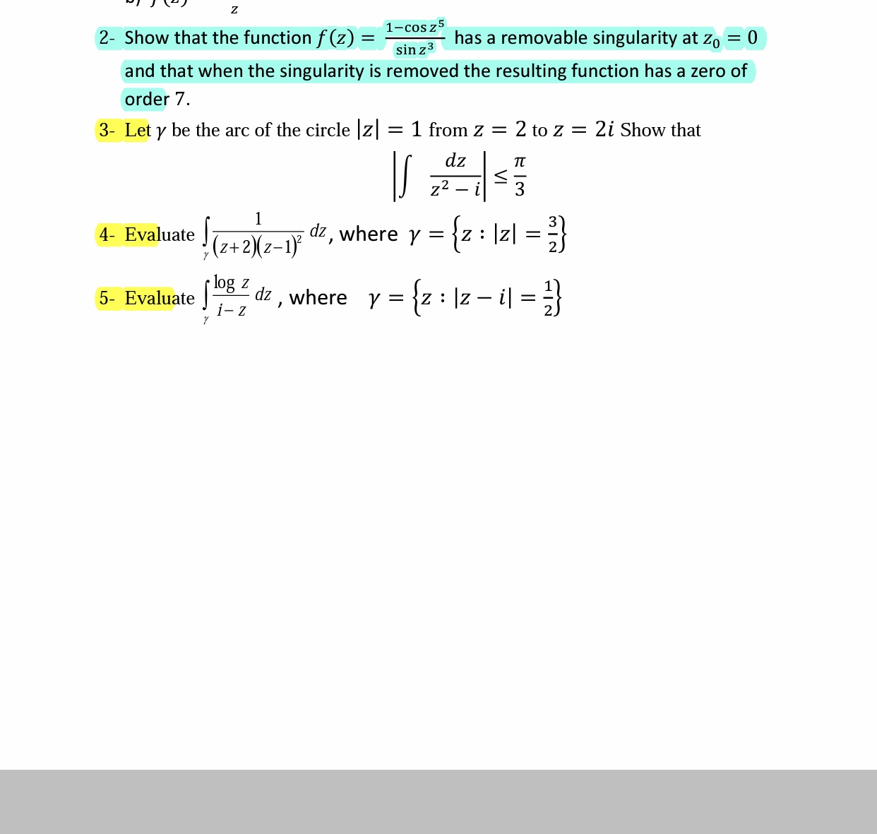 Answered 1 Cos Z5 2 Show That The Function F Z Bartleby