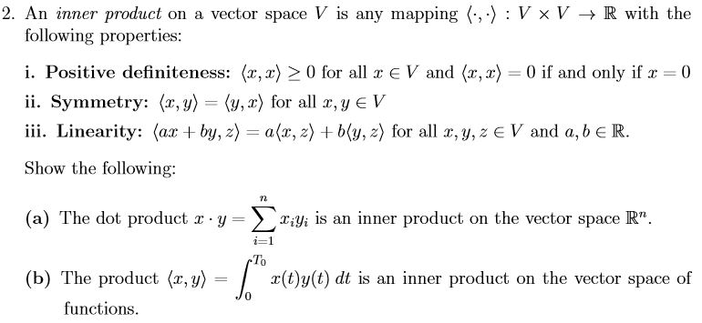 Answered 2 An Inner Product On A Vector Space V Bartleby