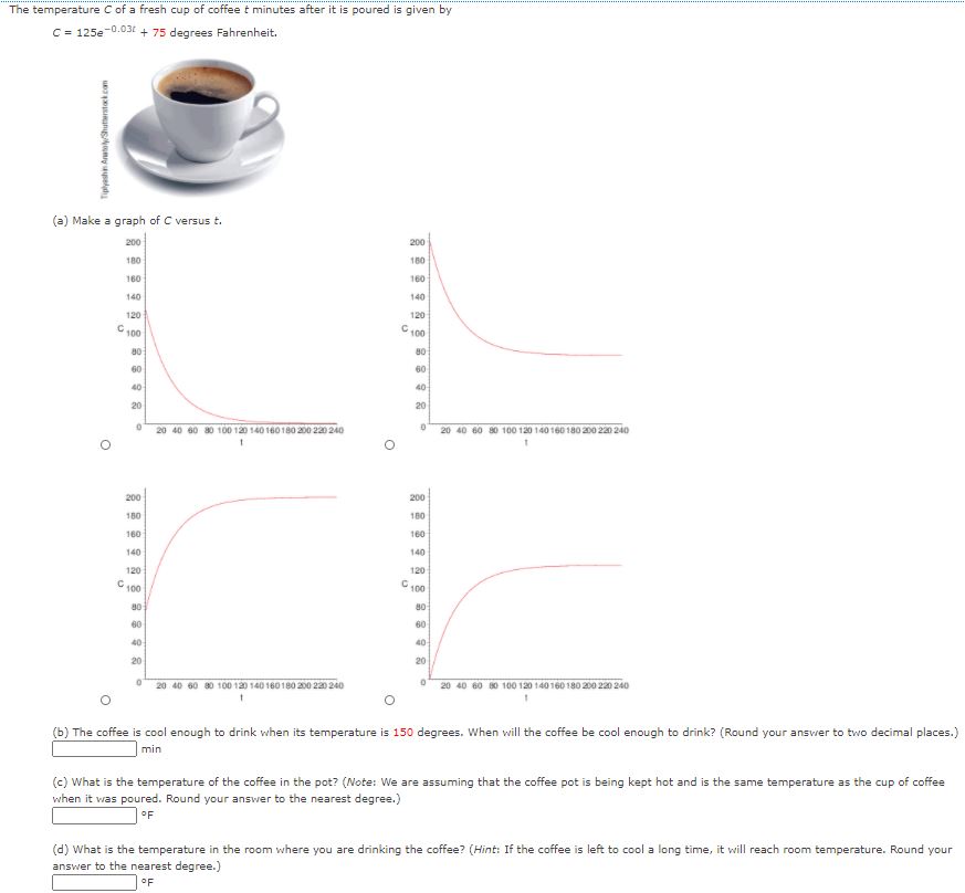 Answered The Temperature C Of A Fresh Cup Of Bartleby