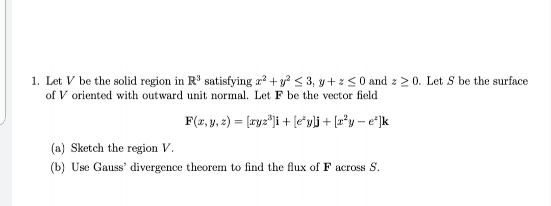 Answered 1 Let V Be The Solid Region In R Bartleby