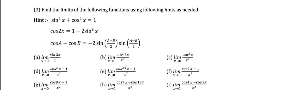 Answered A Lim Sin 3x X 0 Sin 5x B Lim X 0 Bartleby