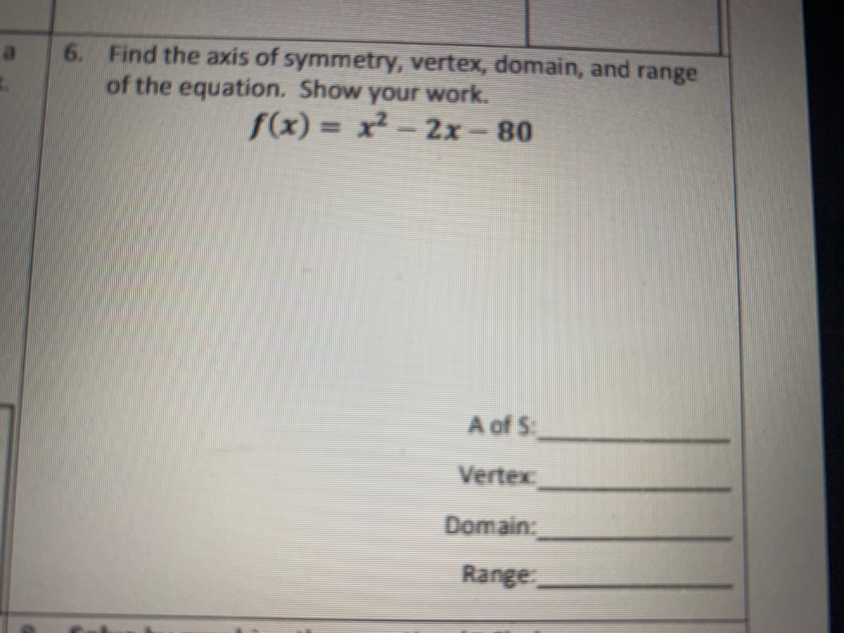 how to find axis of symmetry using vertex