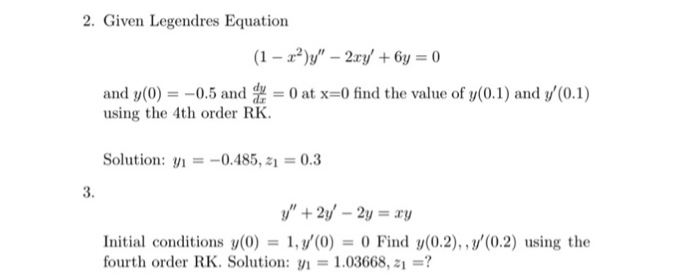 Answered Given Legendres Equation 1 A Y Bartleby