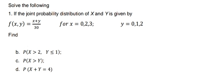 Answered Solve The Following 1 If The Joint Bartleby