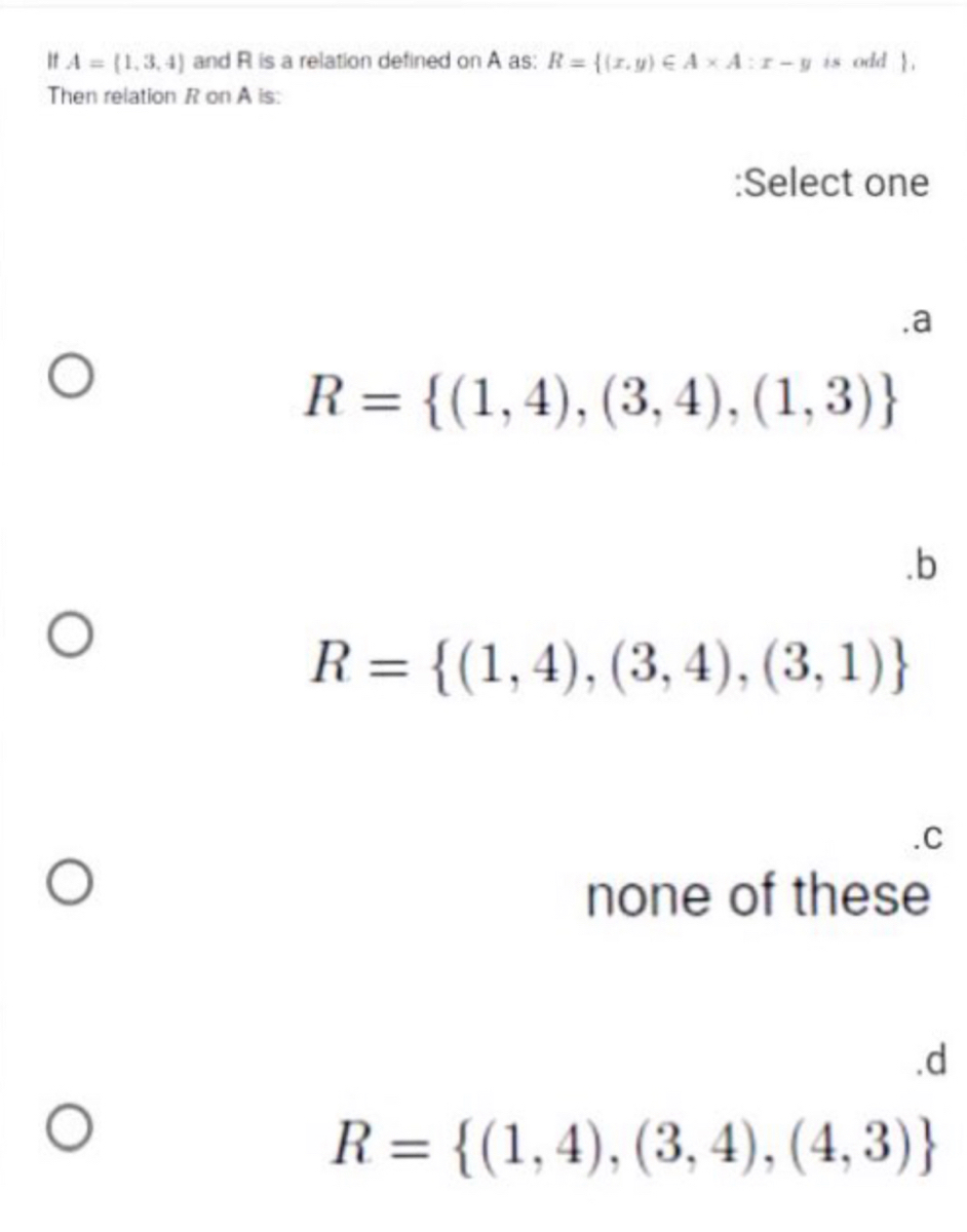 Answered If A 1 3 4 And R Is A Relation Bartleby