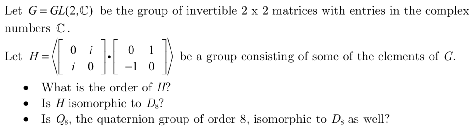 Answered Let G Gl 2 C Be The Group Of Bartleby