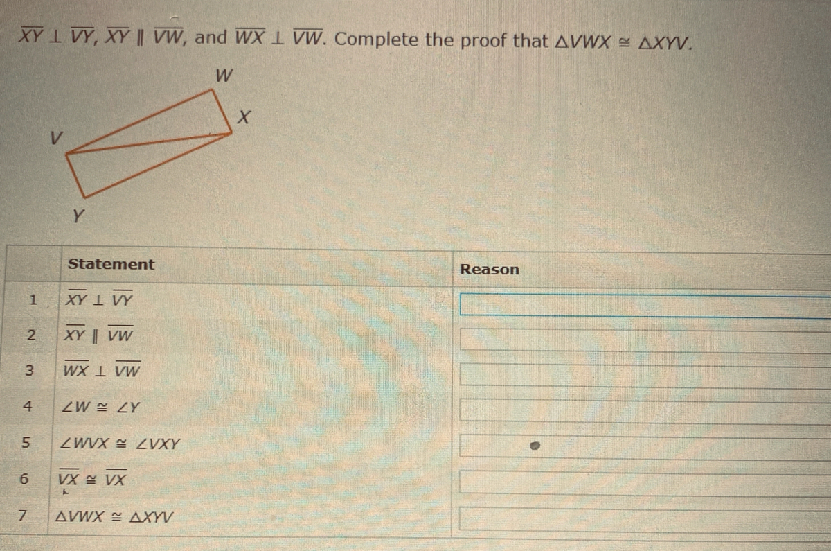 Answered Xy 1 Vy Xy Vw And Wx 1 Vw Complete Bartleby