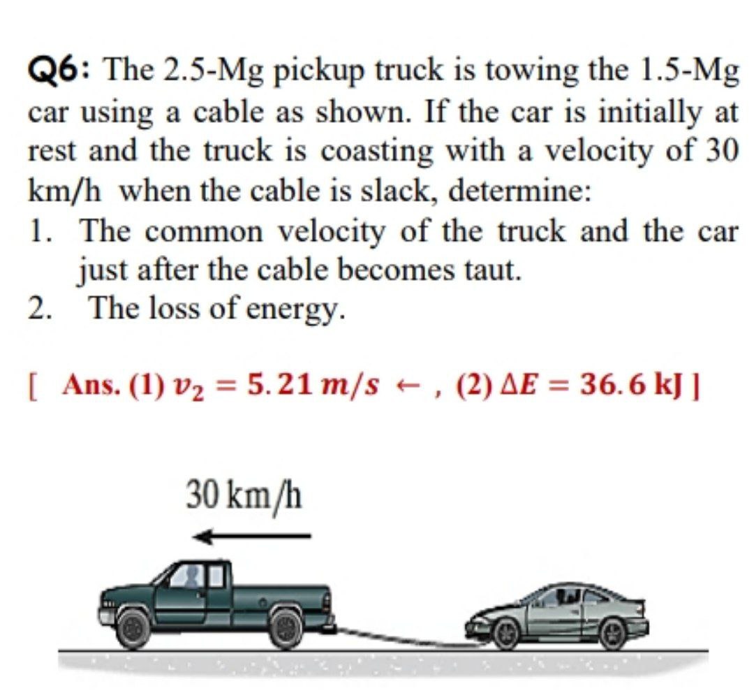 Answered Q6 The 2 5 Mg Pickup Truck Is Towing Bartleby