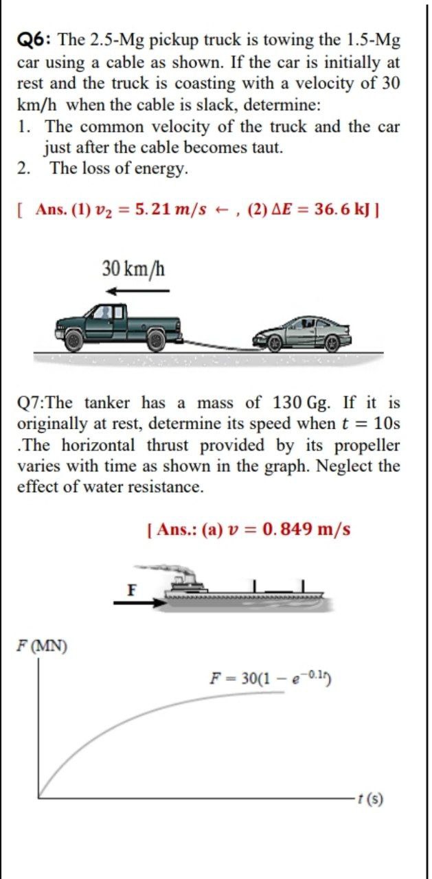 Answered Q7 The Tanker Has A Mass Of 130 Gg If Bartleby