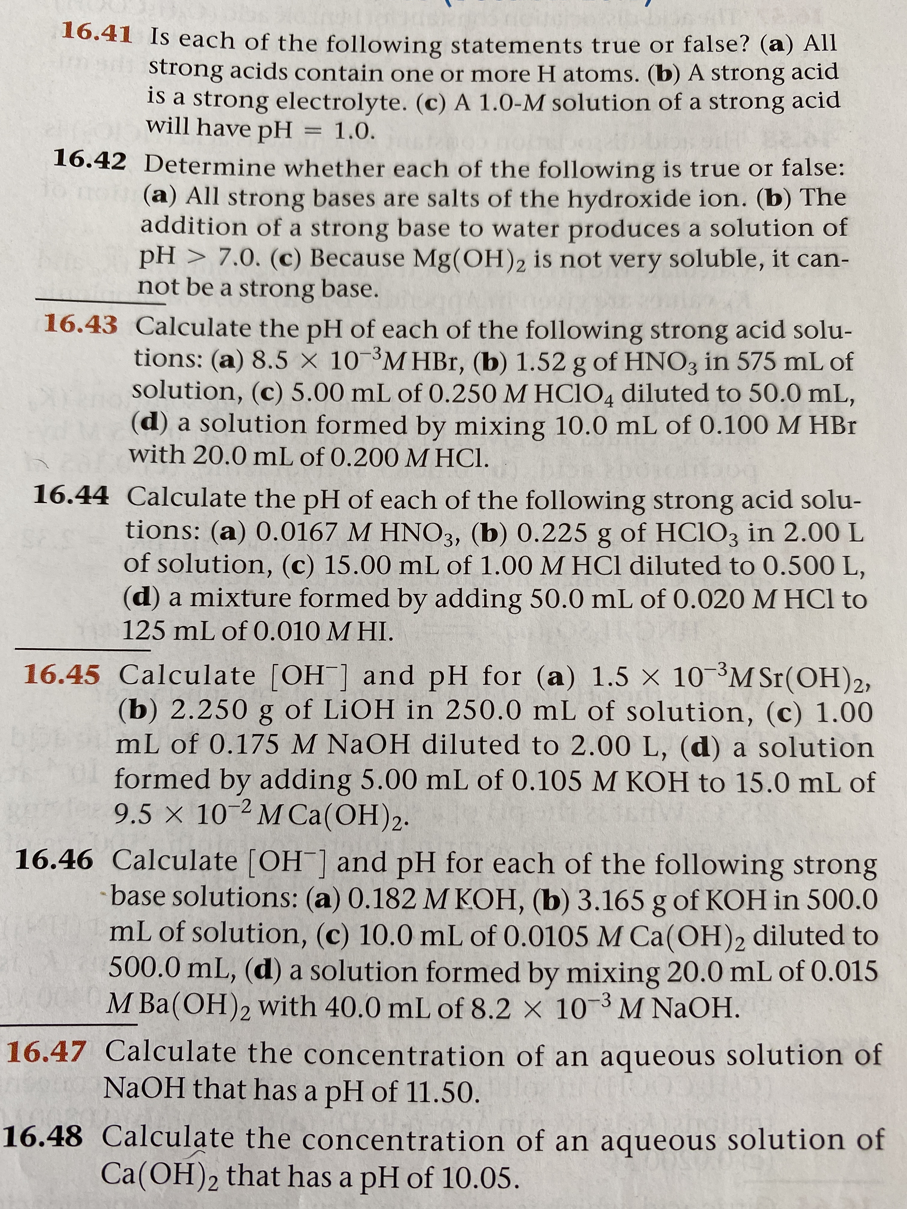 Answered Calculate The Ph Of Each Of The Bartleby