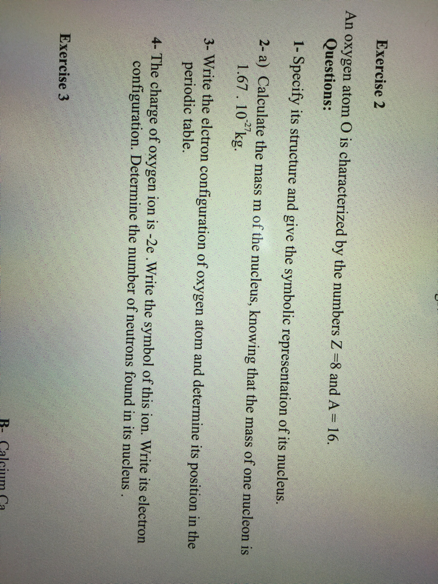 Answered Exercise 2 An Oxygen Atom O Is Bartleby