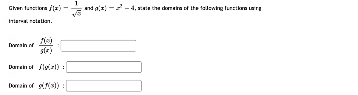 Answered Given Functions F X And G X 4 State Bartleby