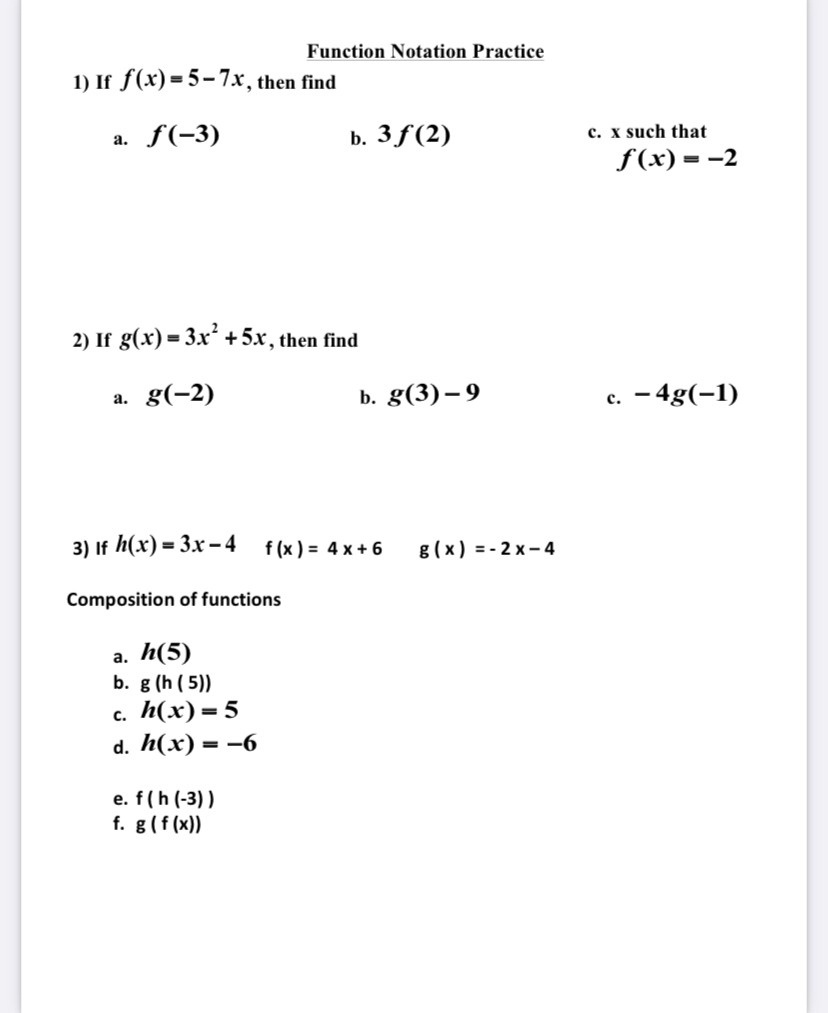 Answered Function Notation Practice 1 If F X Bartleby
