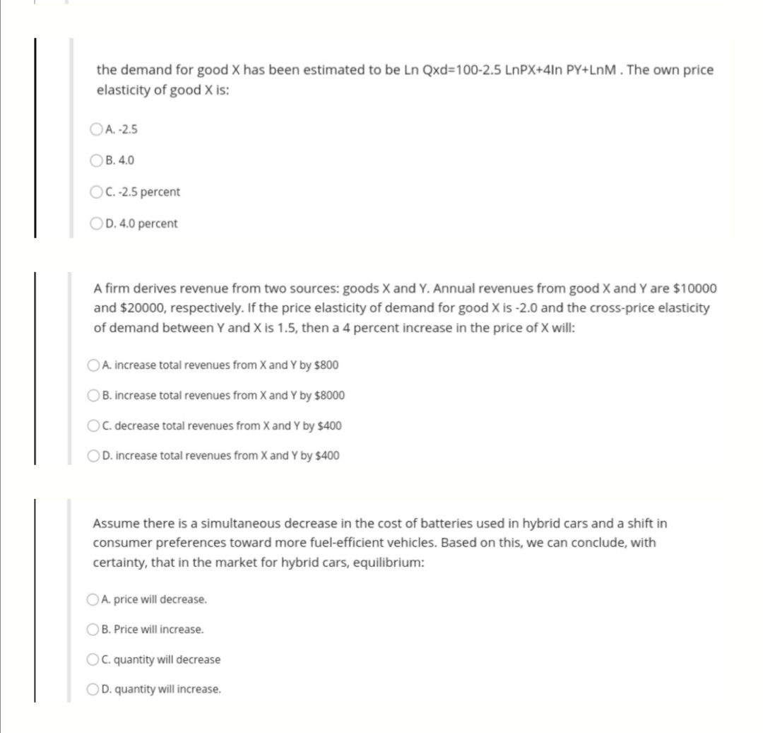 Answered Suppose The Demand For X Is Given By Bartleby