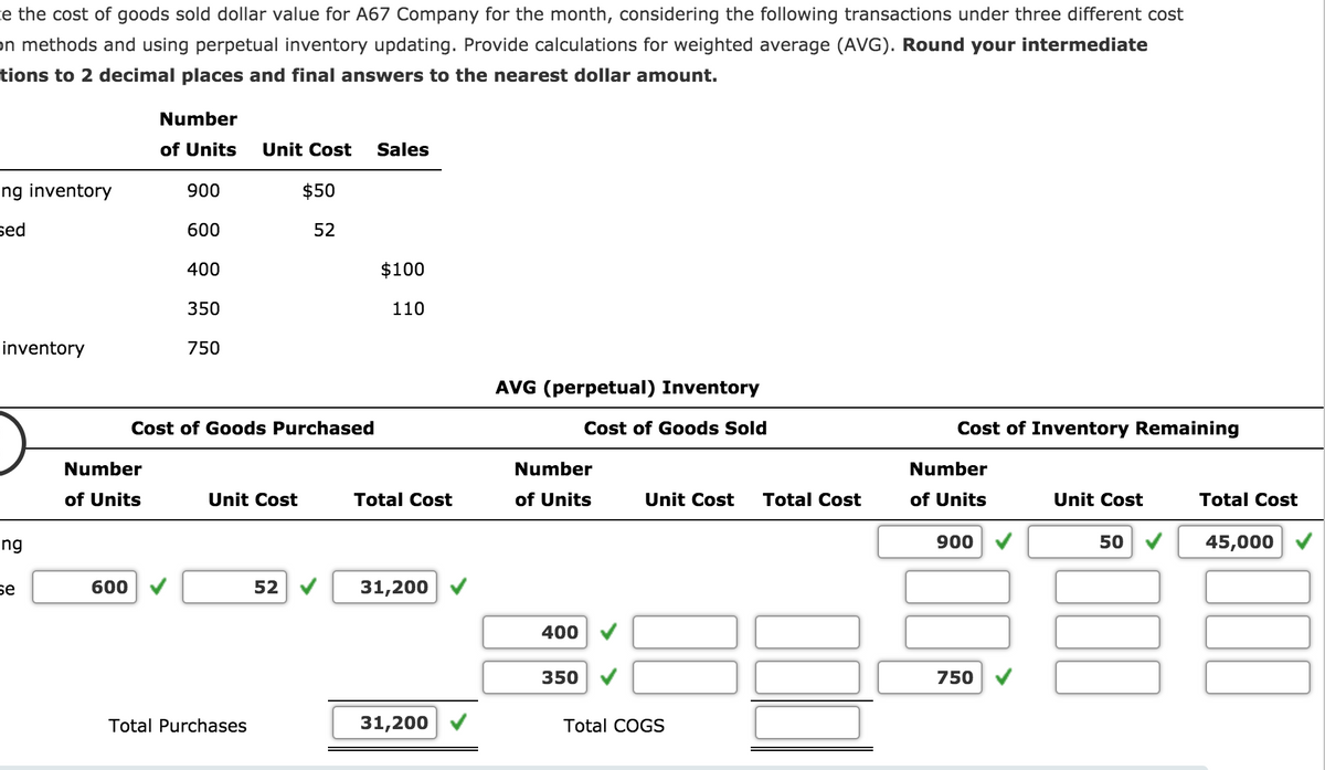 Answered: Calculate The Cost Of Goods Sold Dollar… | Bartleby