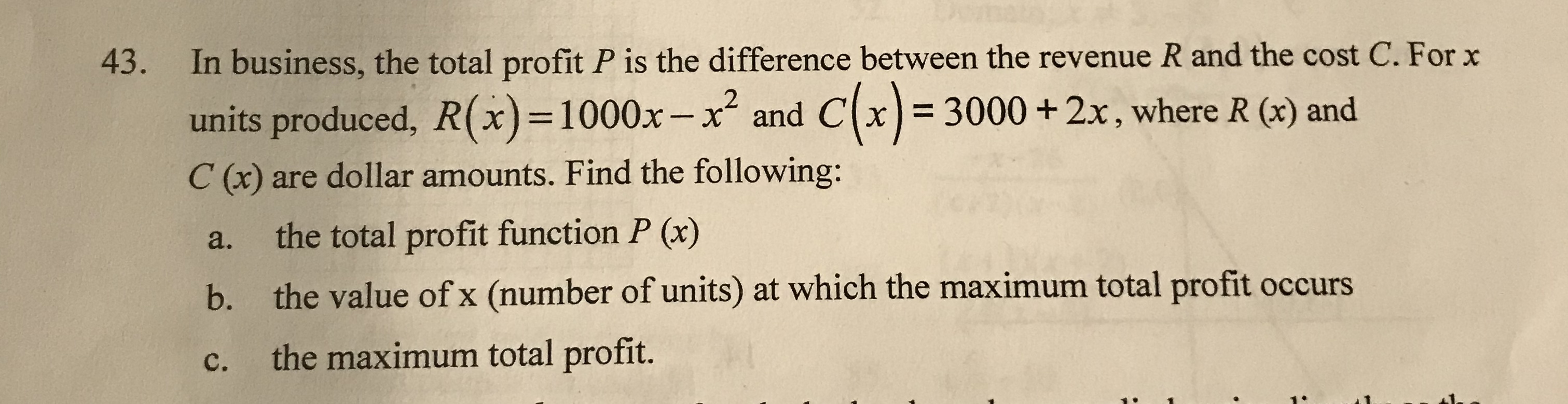 Answered In Business The Total Profit P Is The Bartleby