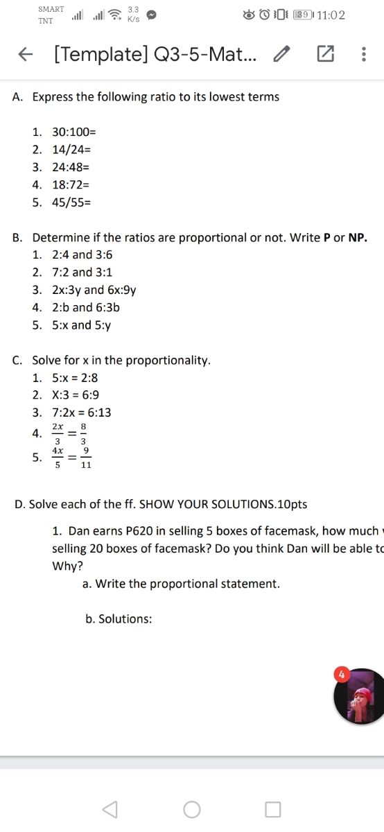 Answered A Express The Following Ratio To Its Bartleby