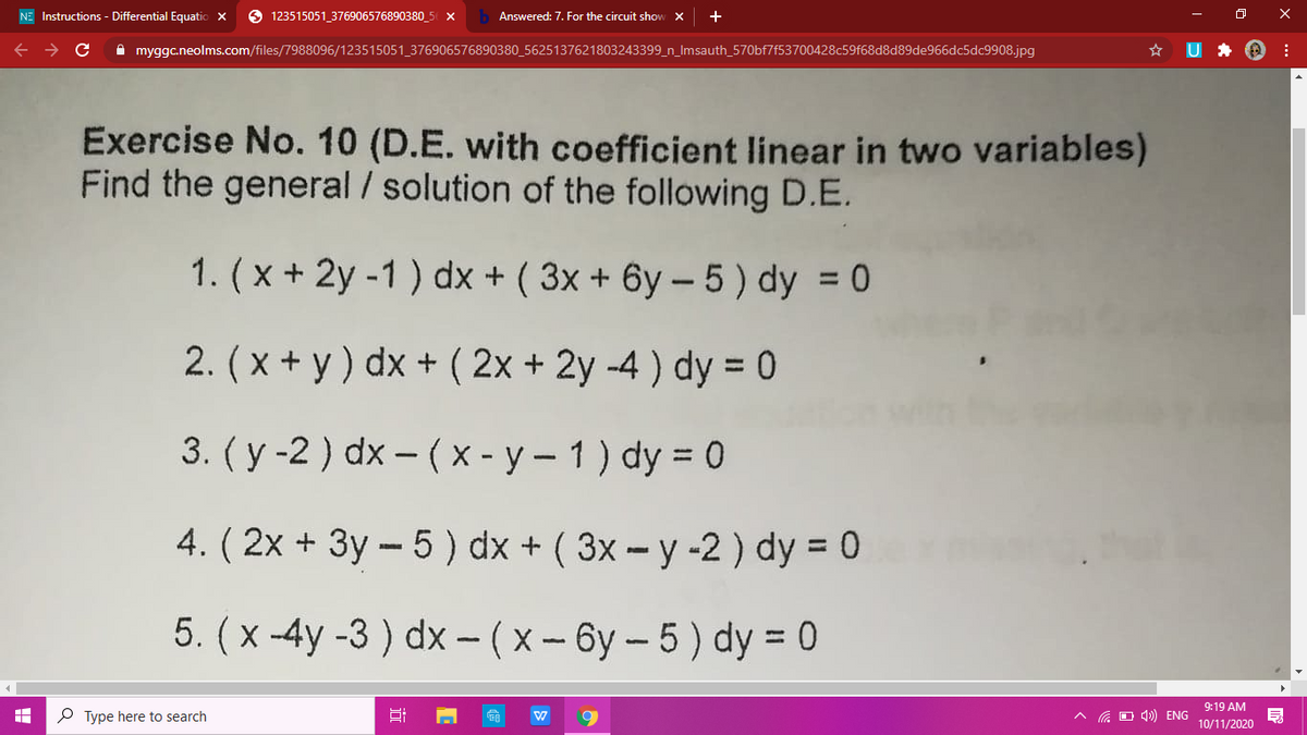 Answered Exercise No 10 D E With Coefficient Bartleby
