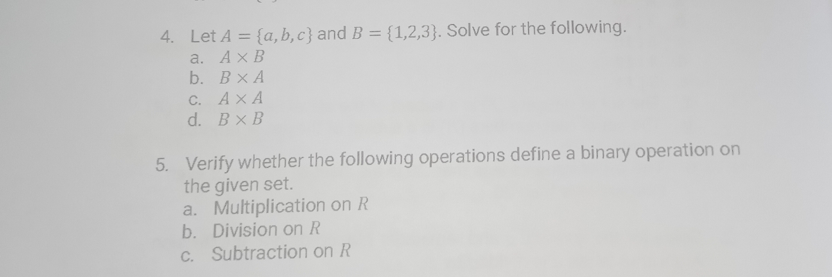 Answered: 4. Let A = {a, B, C} And B = {1,2,3}.… | Bartleby