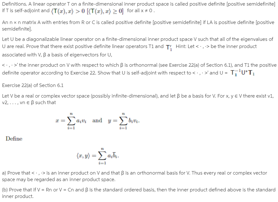 Definitions A Linear Operator T On A Bartleby