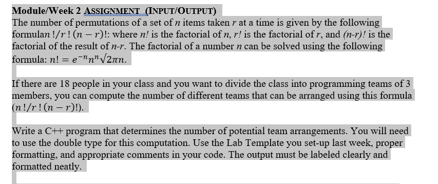 Answered Module Week 2 Assignment Input Output Bartleby