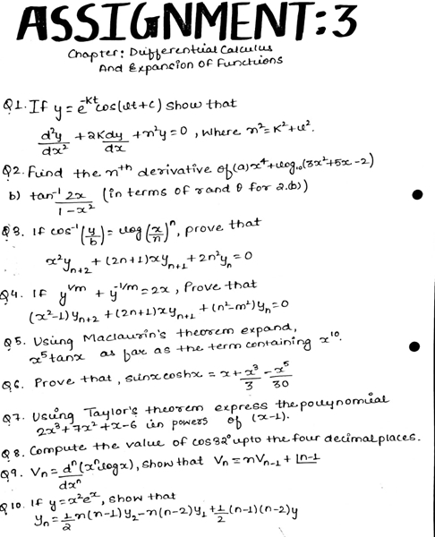 Answered Assignment 3 Chapter Dufferential Bartleby