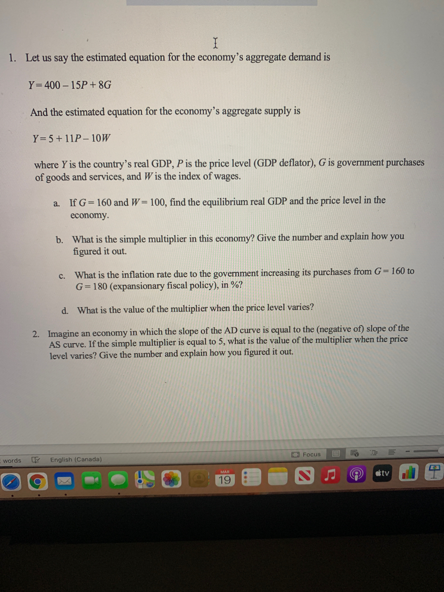 Answered Where Y Is The Country S Real Gdp P Is Bartleby