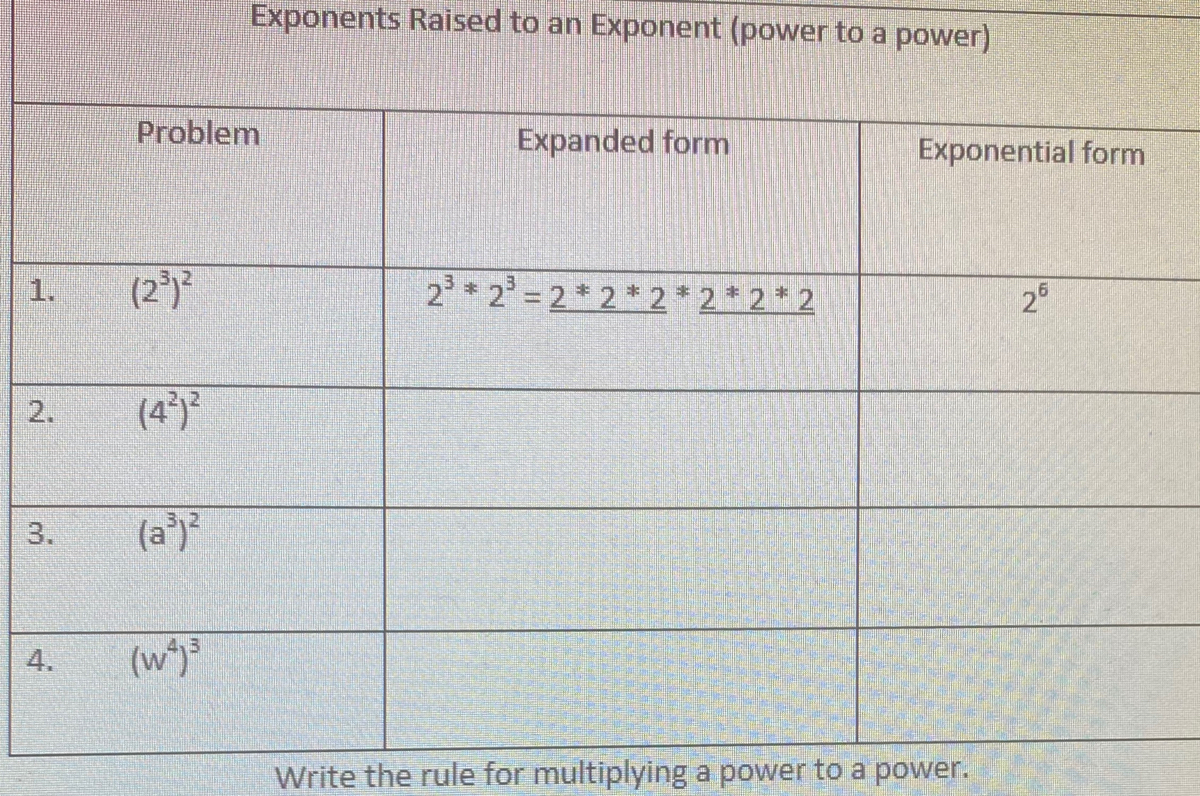 exponent word form factor form product