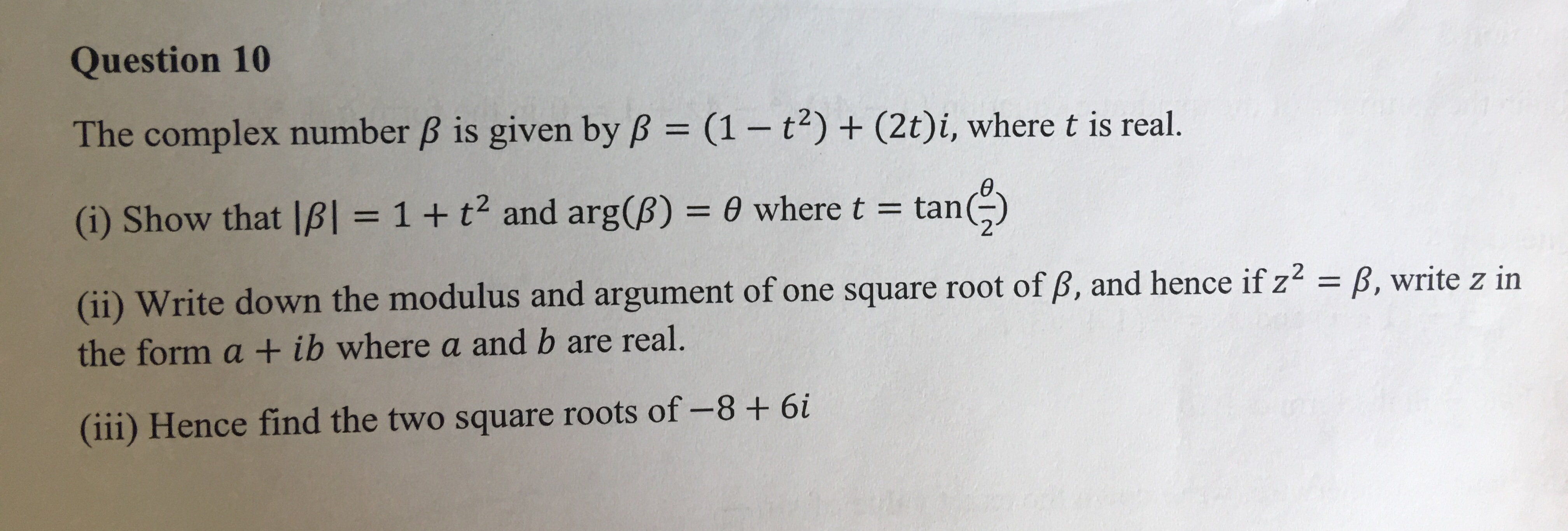 Answered Question 10 The Complex Number B Is Bartleby