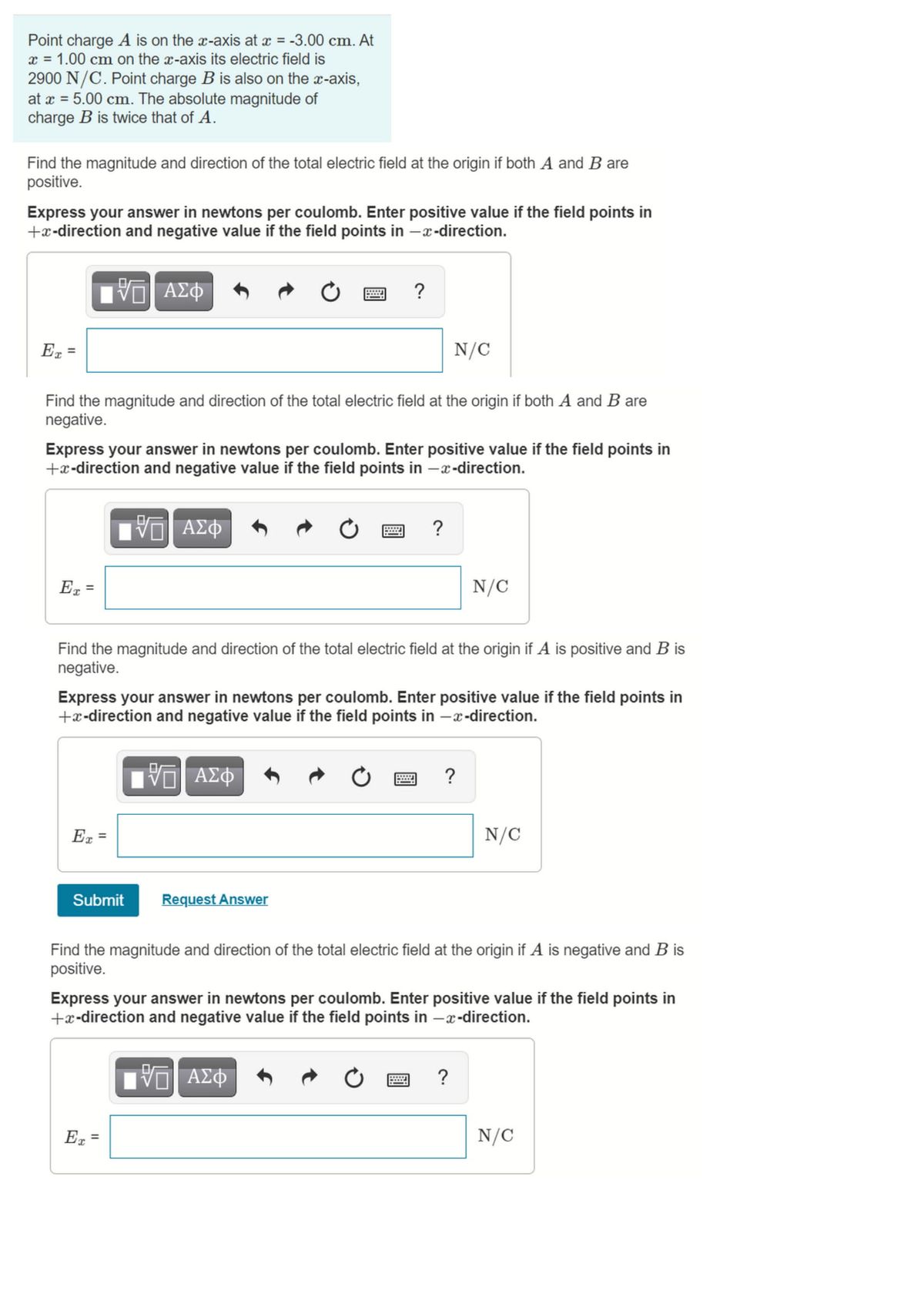 Answered Point Charge A Is On The X Axis At X Bartleby