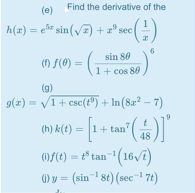 Answered Find The Derivative Of The E H X Bartleby