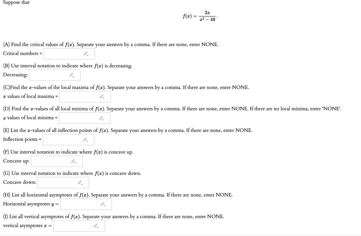 Answered F Ae X 49 A Find The Critical Bartleby