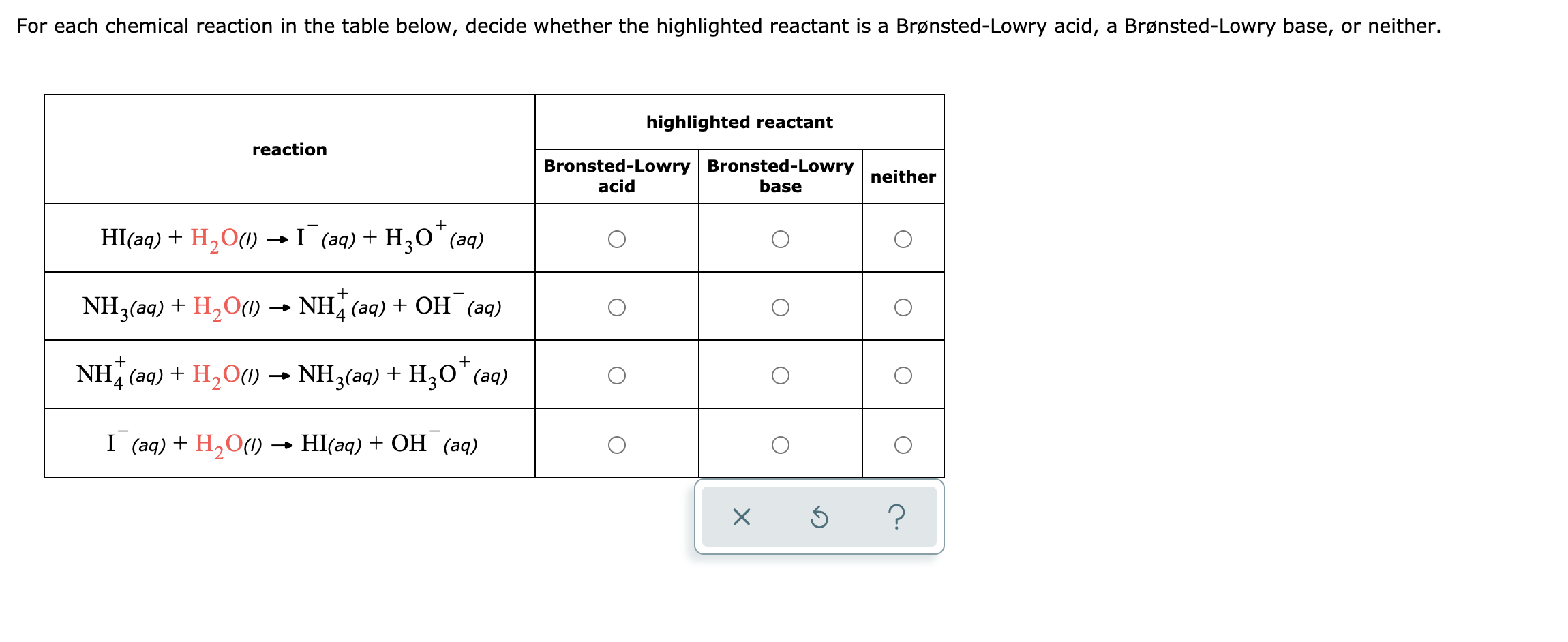 Answered For Each Chemical Reaction In The Table Bartleby