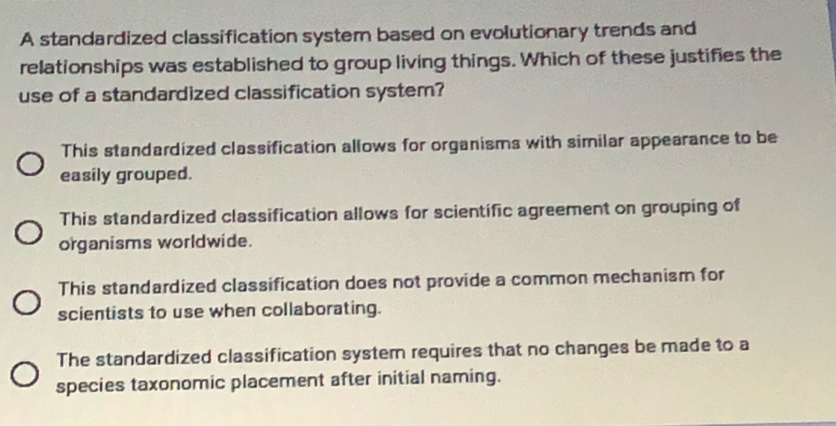 Answered: A standardized classification system… | bartleby