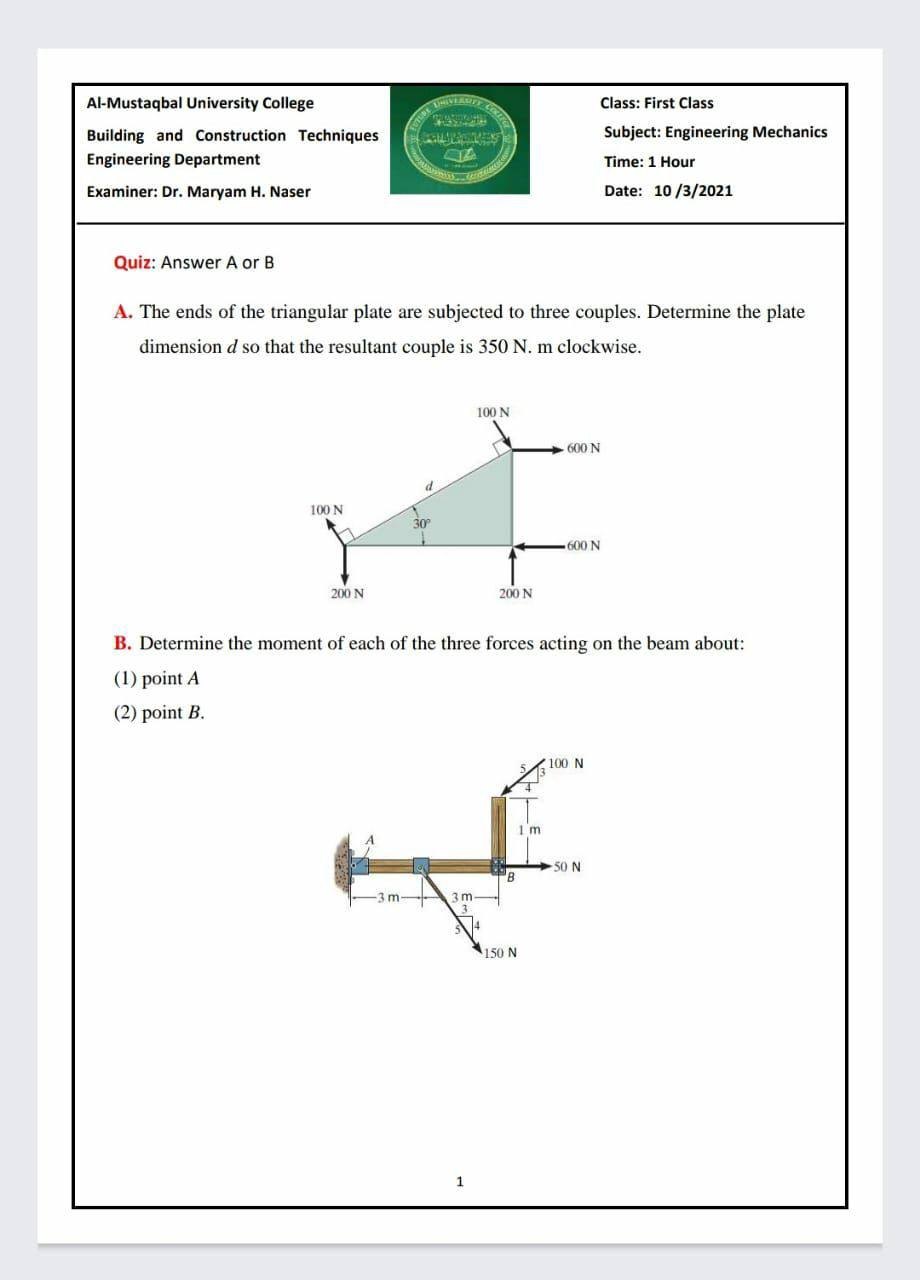 Answered: Quiz: Answer A Or B A. The Ends Of The… 