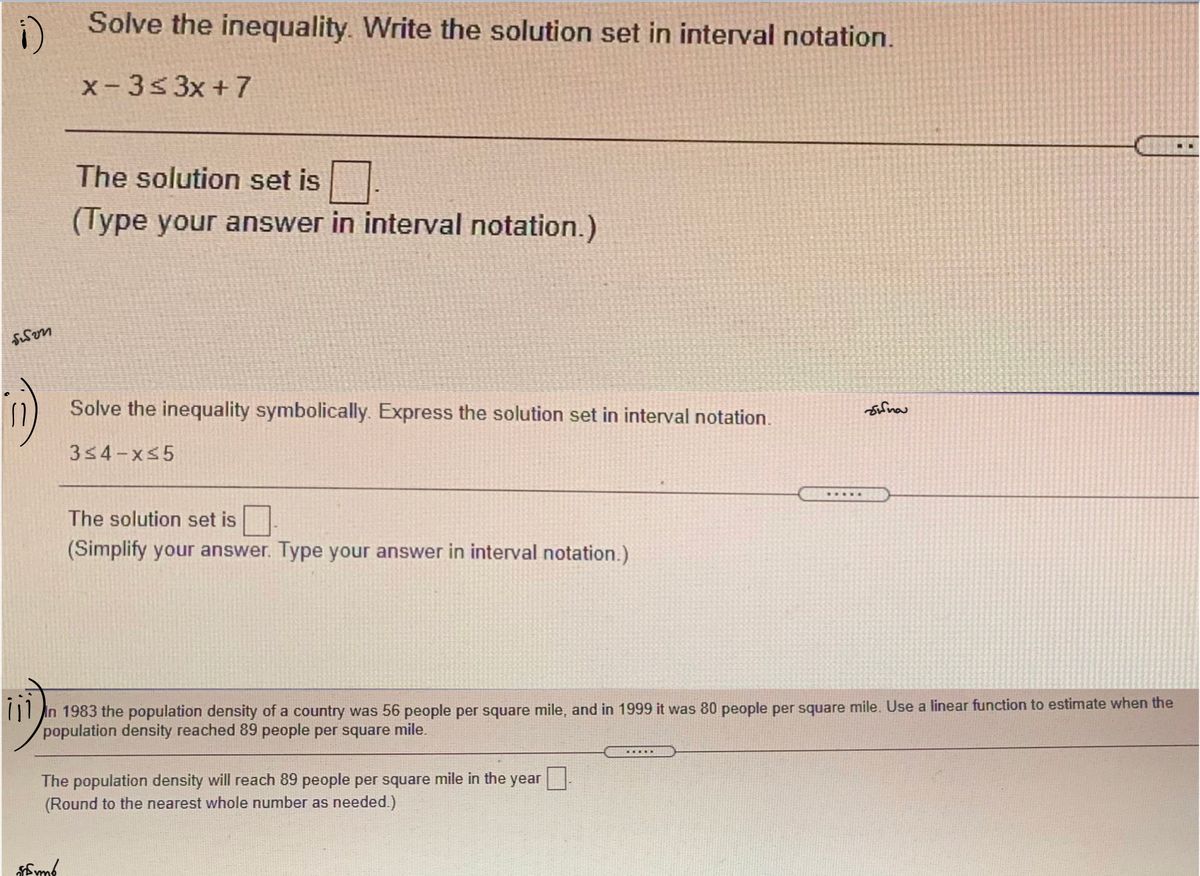 Answered I Solve The Inequality Write The Bartleby