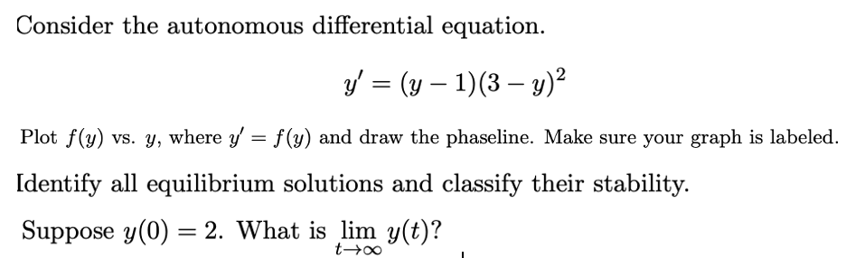 Answered Consider The Autonomous Differential Bartleby