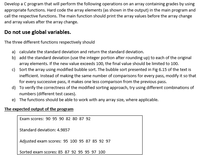 Answered: Develop a C program that will perform… | bartleby