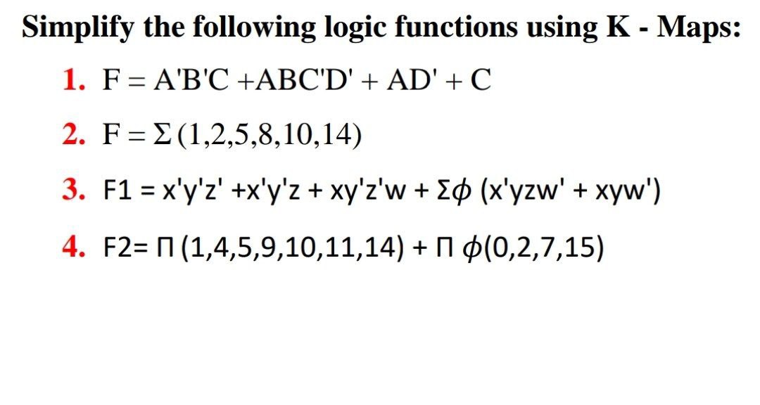 Answered Simplify The Following Logic Functions Bartleby