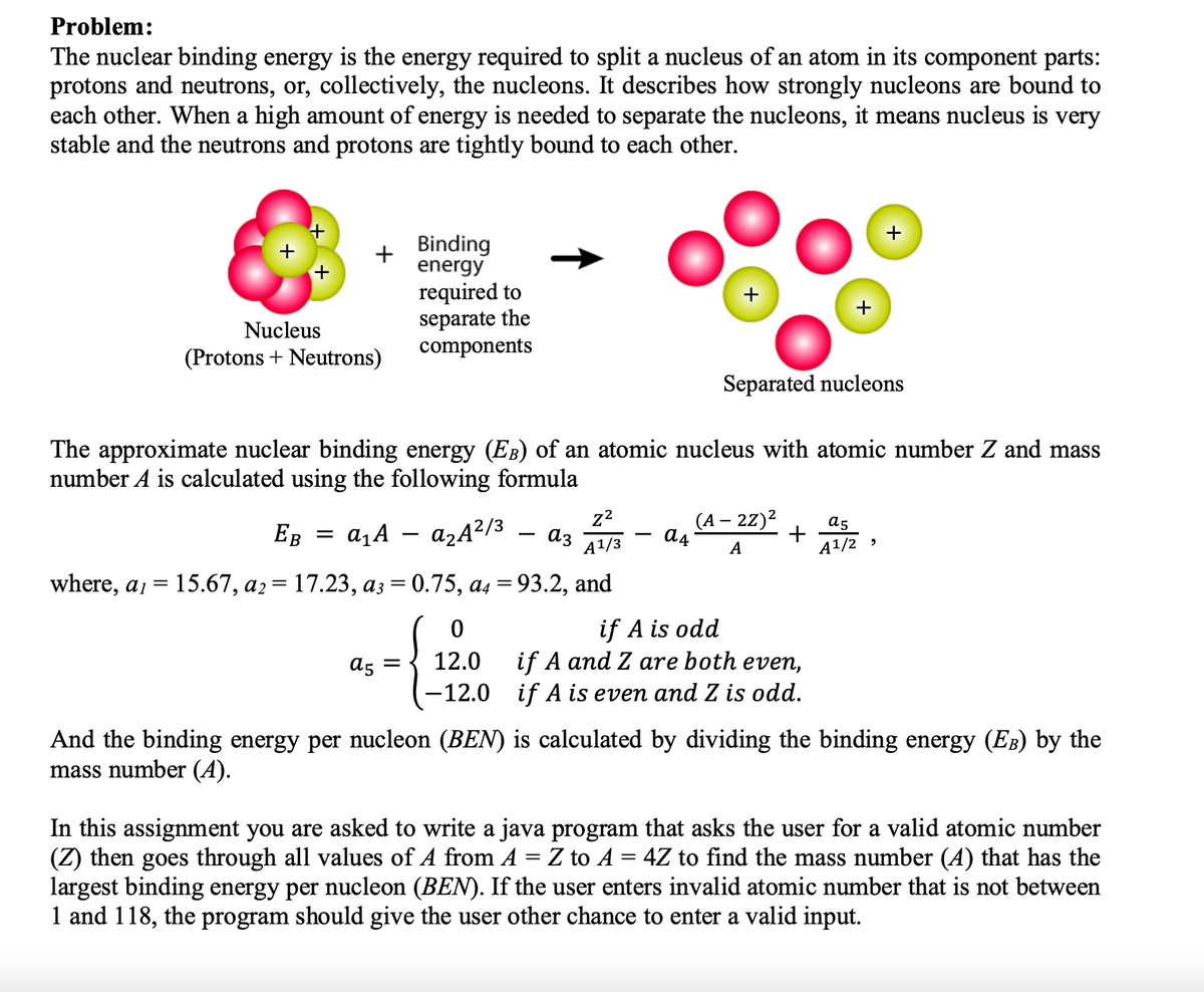 Answered: Problem: The nuclear binding energy is… | bartleby